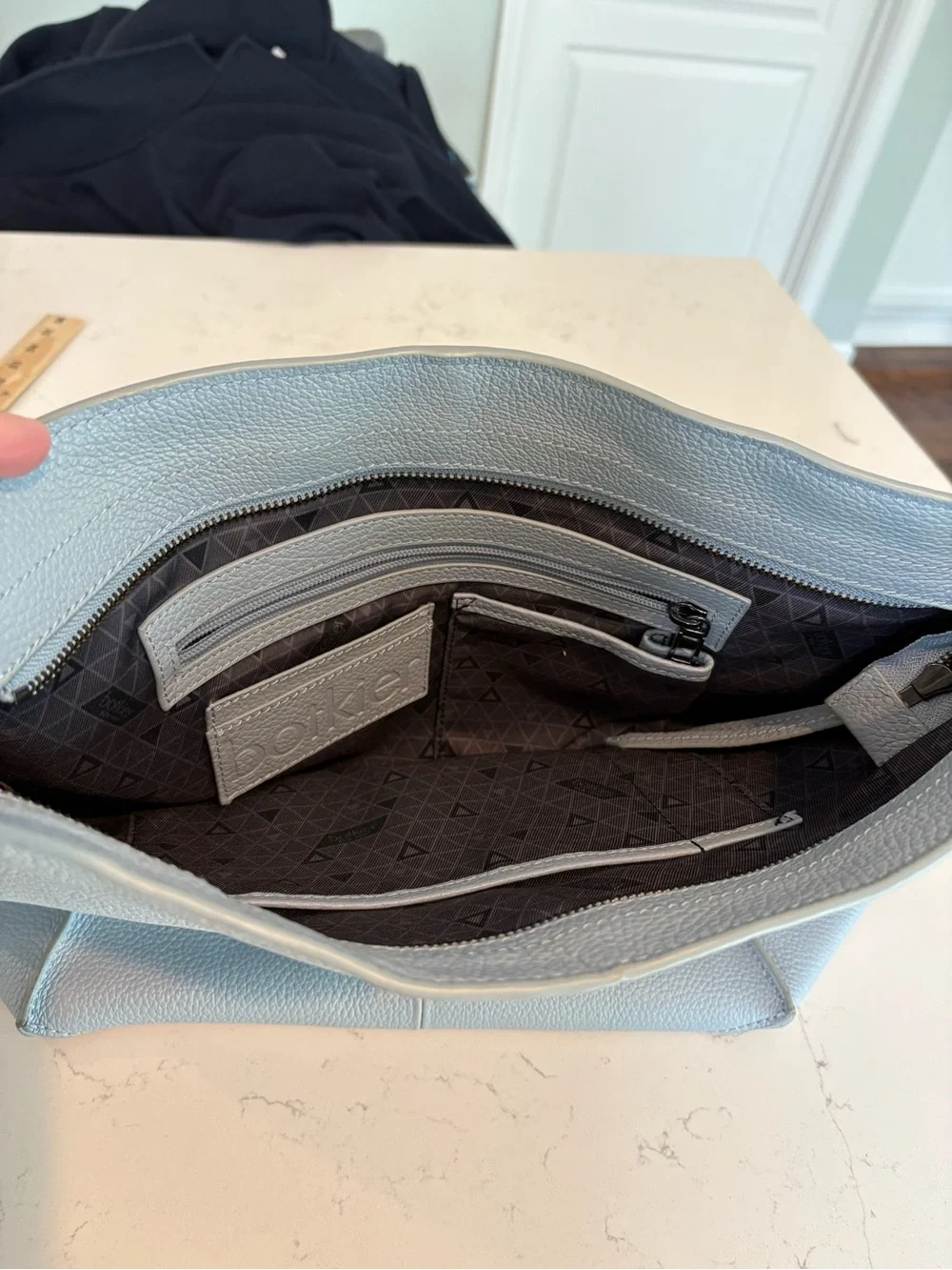Botkier Grey/blue Pebbled Leather Hobo Shoulder Bag